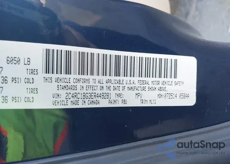 2014 Chrysler Town & Country Touring from USA, damaged, VIN 2C4RC1BG3ER449281